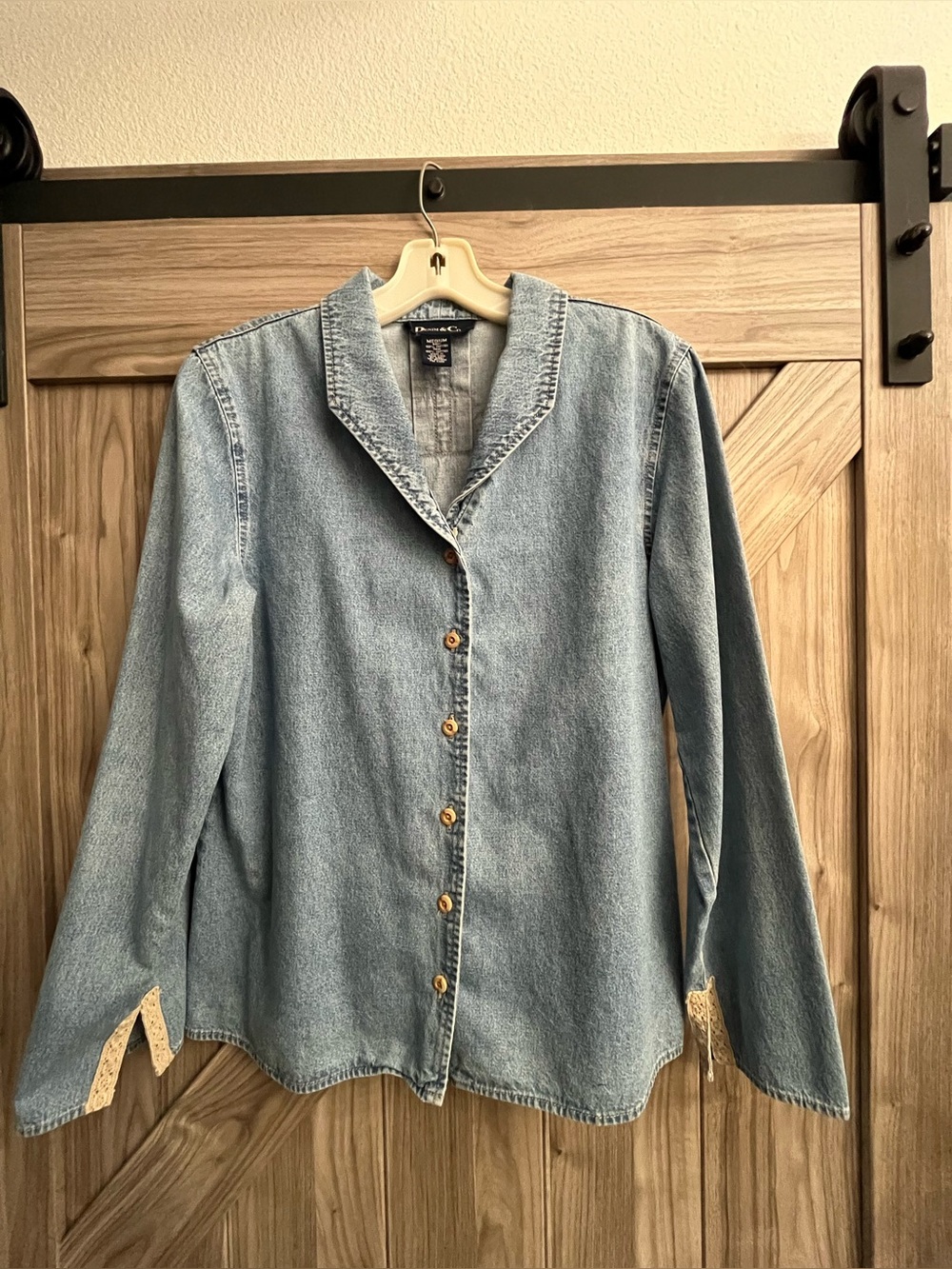 Denim & Company Light Blue Denim Button-Front Women's Shirt Jacket Size M